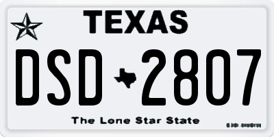 TX license plate DSD2807
