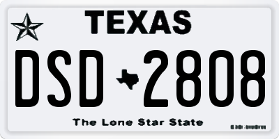 TX license plate DSD2808