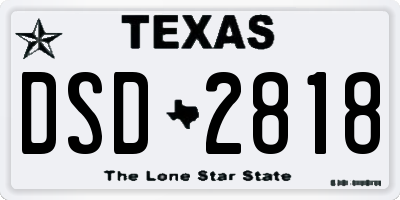 TX license plate DSD2818