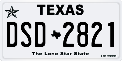 TX license plate DSD2821