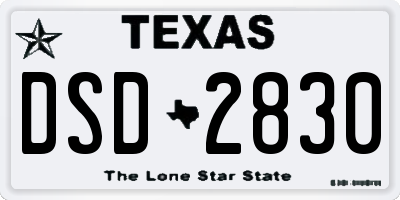 TX license plate DSD2830