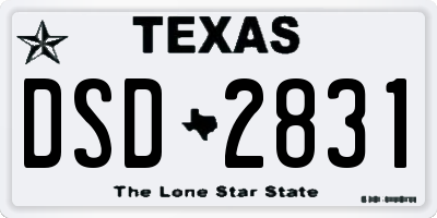 TX license plate DSD2831
