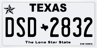 TX license plate DSD2832