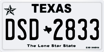TX license plate DSD2833