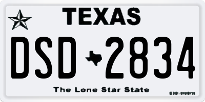 TX license plate DSD2834