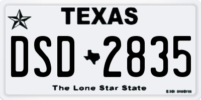 TX license plate DSD2835