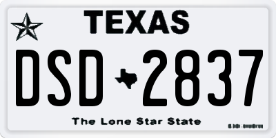 TX license plate DSD2837