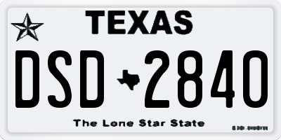TX license plate DSD2840