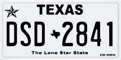 TX license plate DSD2841
