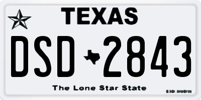 TX license plate DSD2843