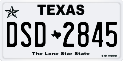 TX license plate DSD2845