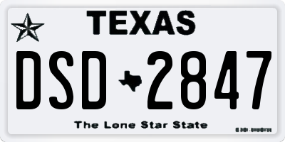 TX license plate DSD2847