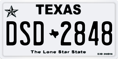 TX license plate DSD2848