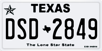 TX license plate DSD2849
