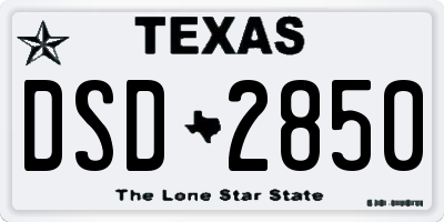 TX license plate DSD2850