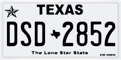 TX license plate DSD2852