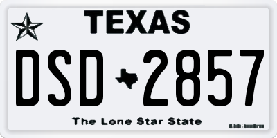 TX license plate DSD2857