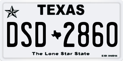 TX license plate DSD2860