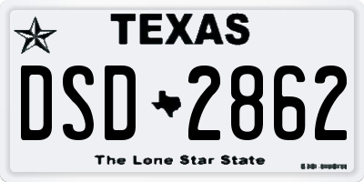 TX license plate DSD2862