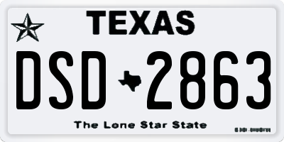 TX license plate DSD2863