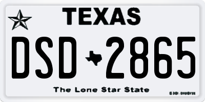TX license plate DSD2865