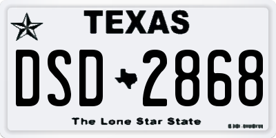 TX license plate DSD2868