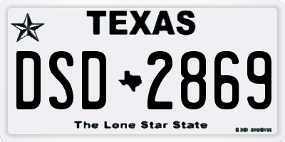 TX license plate DSD2869