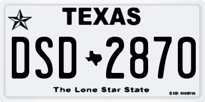 TX license plate DSD2870