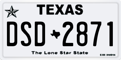 TX license plate DSD2871