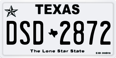 TX license plate DSD2872