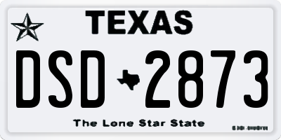 TX license plate DSD2873