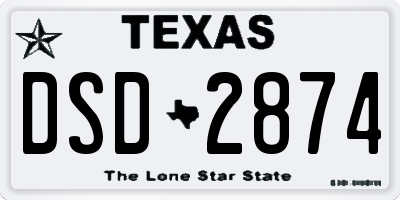 TX license plate DSD2874