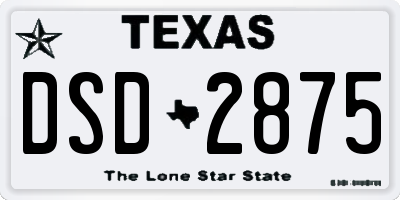 TX license plate DSD2875