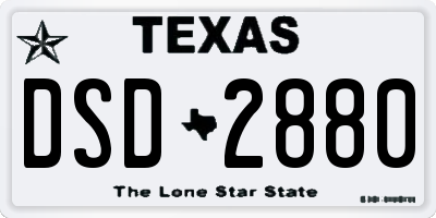 TX license plate DSD2880