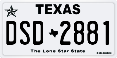 TX license plate DSD2881