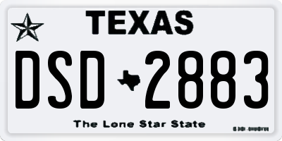 TX license plate DSD2883