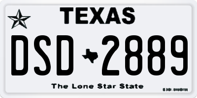 TX license plate DSD2889