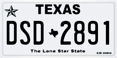 TX license plate DSD2891