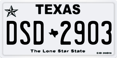 TX license plate DSD2903
