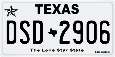 TX license plate DSD2906