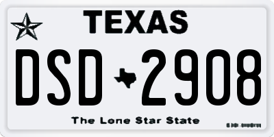 TX license plate DSD2908