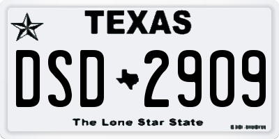 TX license plate DSD2909