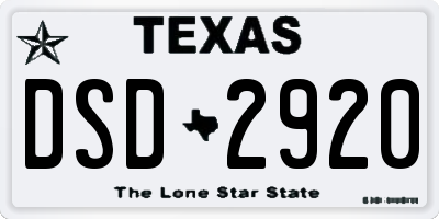 TX license plate DSD2920