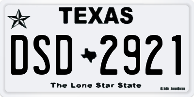 TX license plate DSD2921