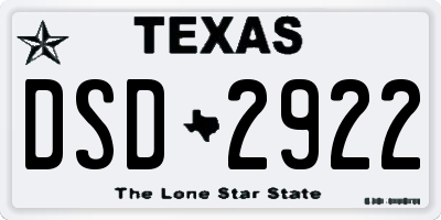 TX license plate DSD2922