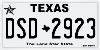 TX license plate DSD2923