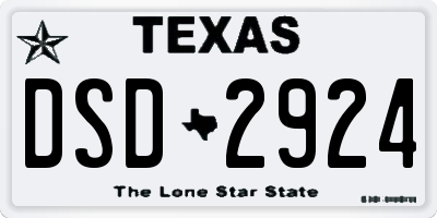 TX license plate DSD2924