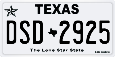 TX license plate DSD2925