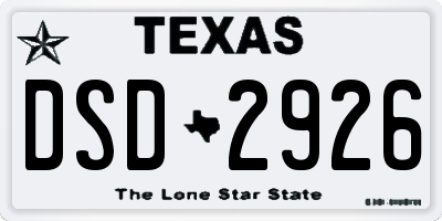 TX license plate DSD2926