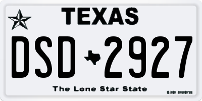 TX license plate DSD2927